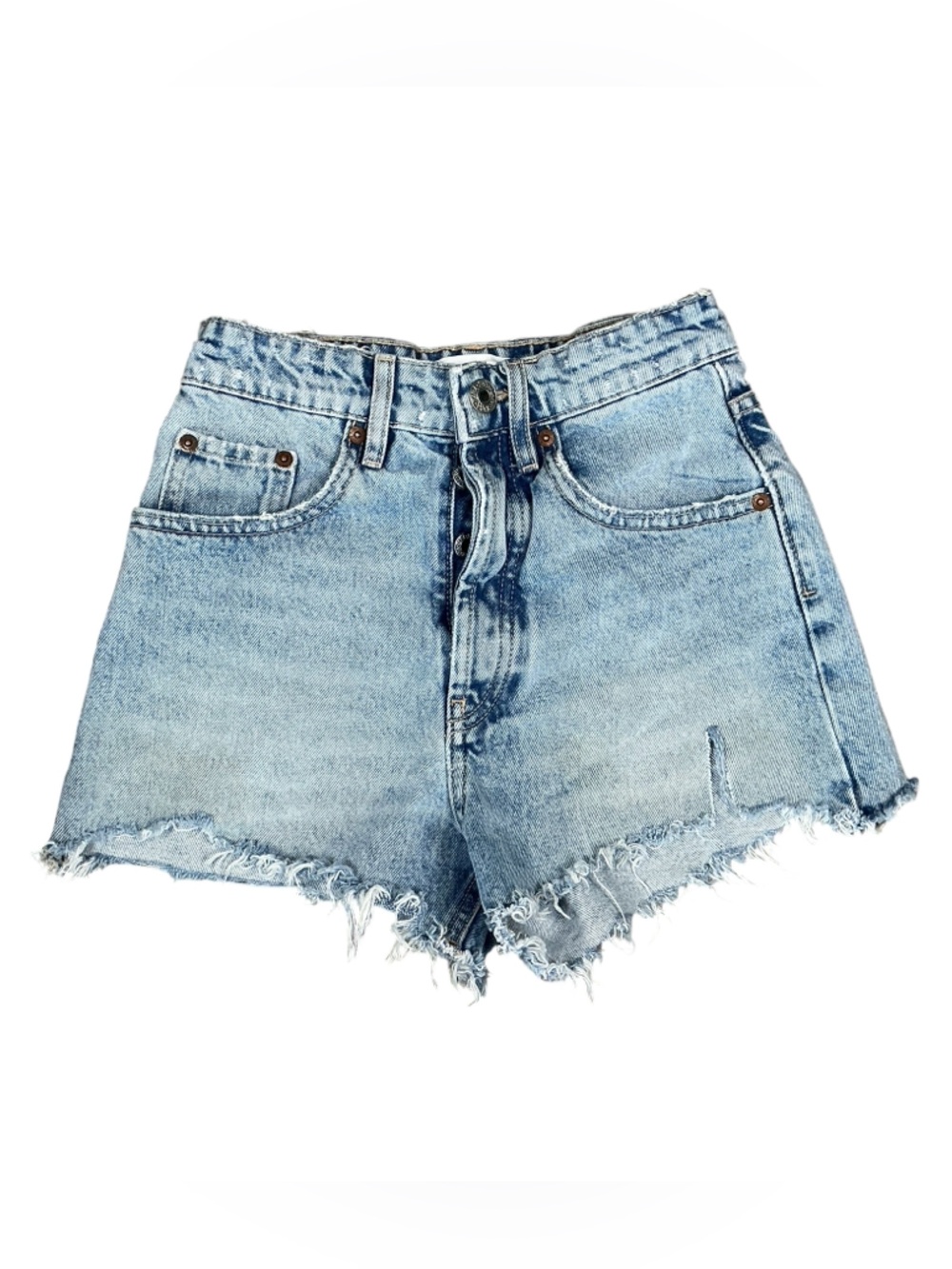 Zara Light Wash Distressed Denim Cutoff Shorts Size 0
